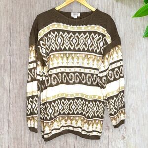 Arielle | Vintage Fair Isle Ski Sweater with Metallic Fibers Like New Condition